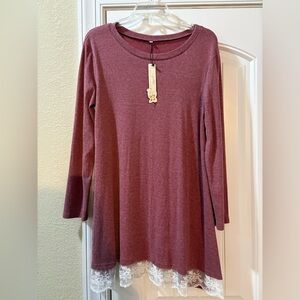 Mauve Knee length Dress with lace